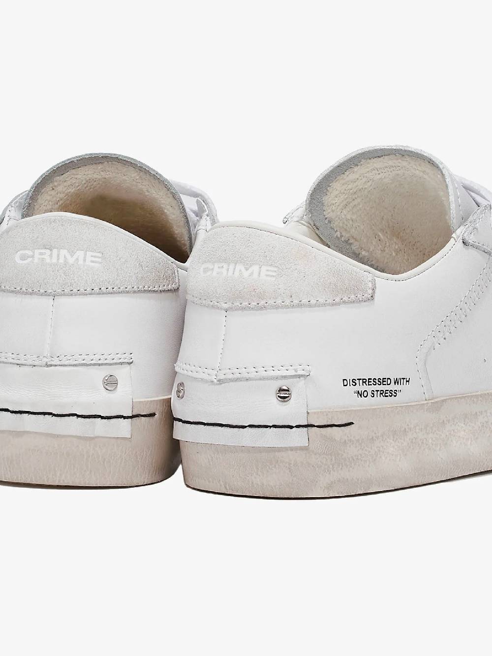 CRIME LONDON Sneakers DISTRESSED 26019P Donna In Pelle Bianco/cocco