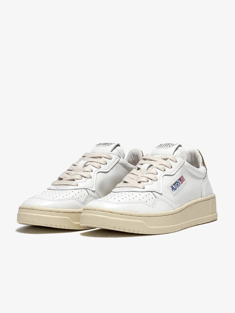 AUTRY Sneakers Medalist Low Donna In Pelle Bianco/oro