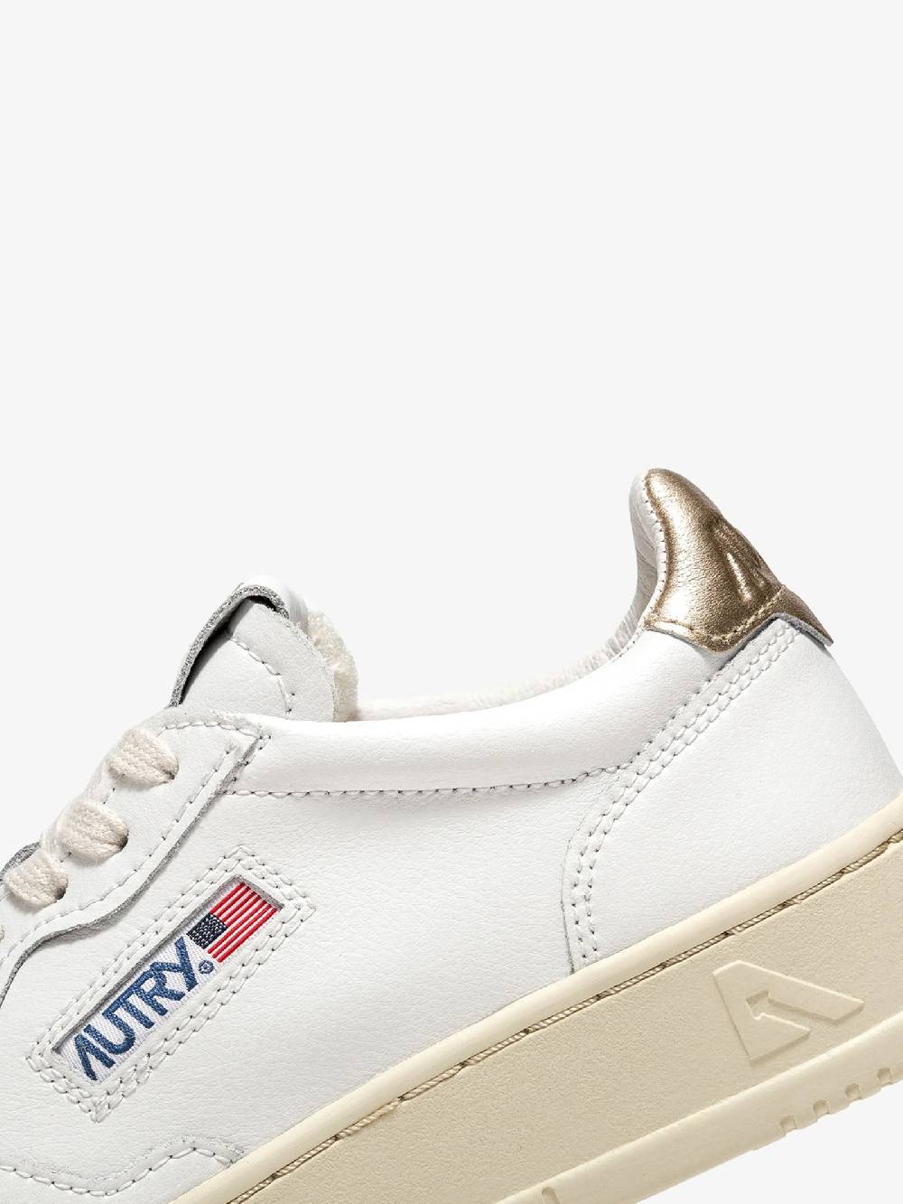 AUTRY Sneakers Medalist Low Donna In Pelle Bianco/oro