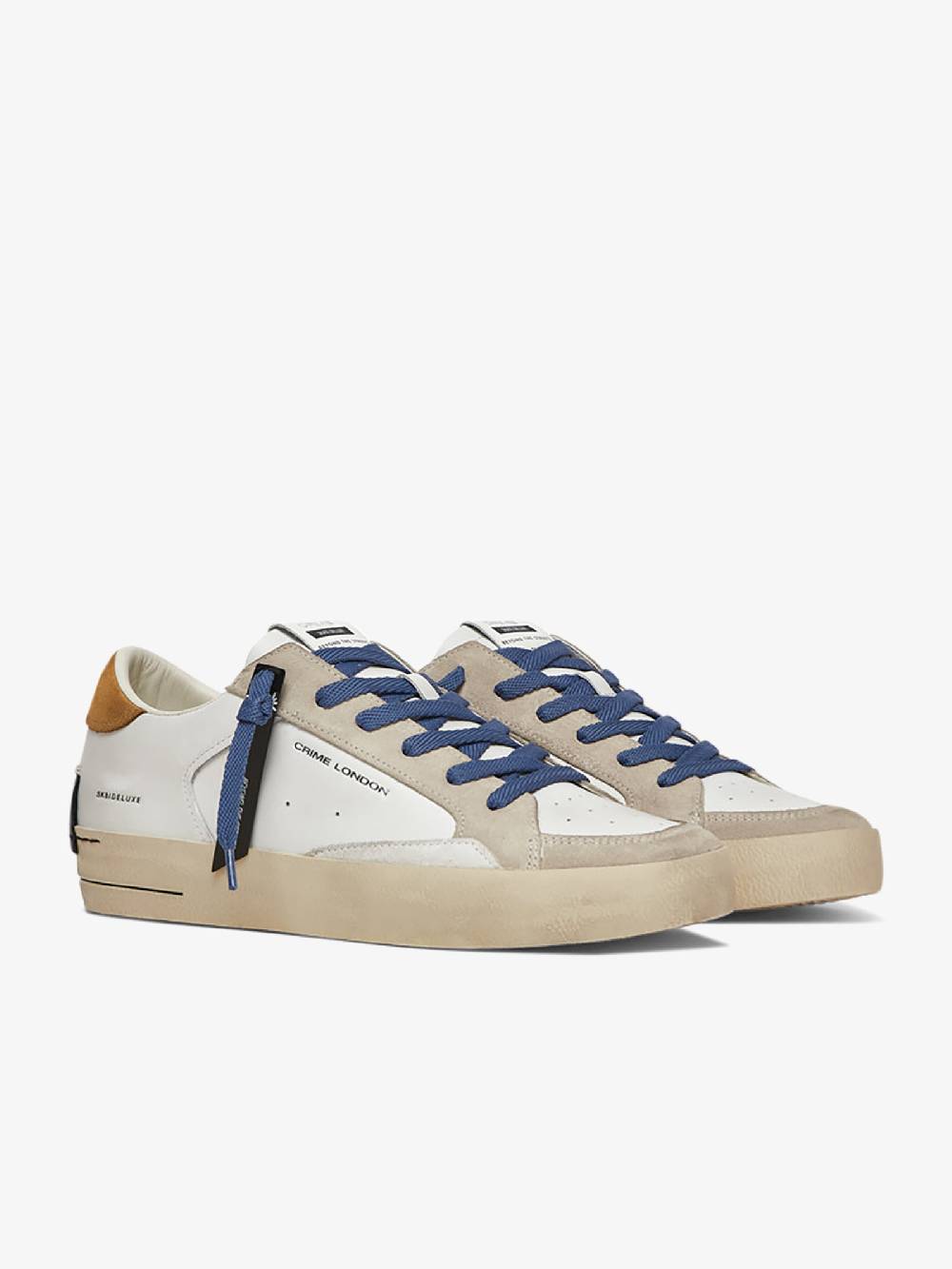 CRIME LONDON Sneakers Sk8 Deluxe 17103PP6 Uomo Pelle Bianco