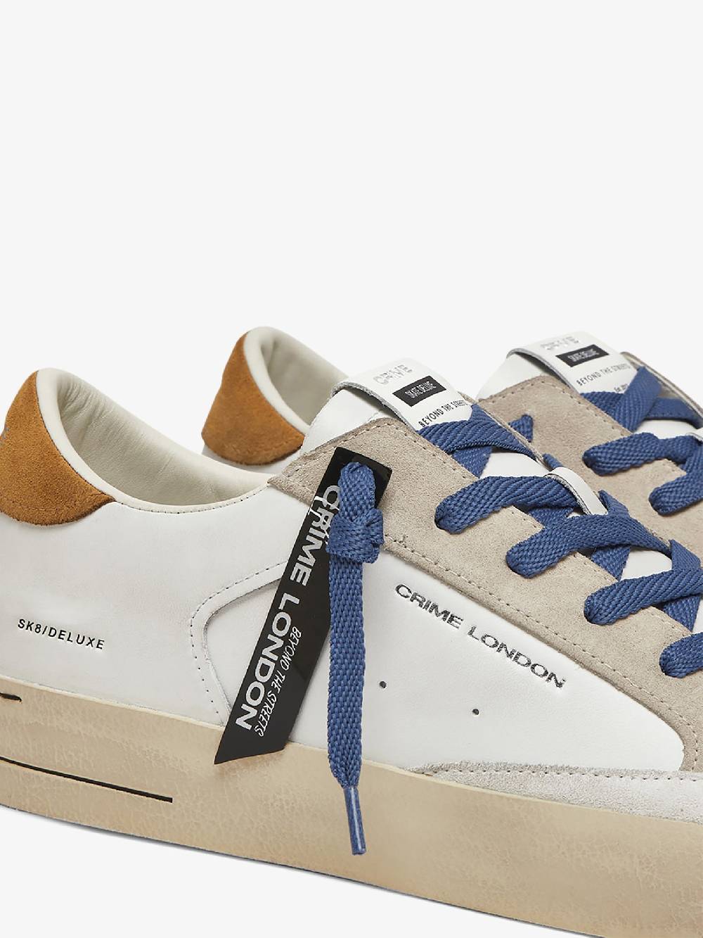 CRIME LONDON Sneakers Sk8 Deluxe 17103PP6 Uomo Pelle Bianco