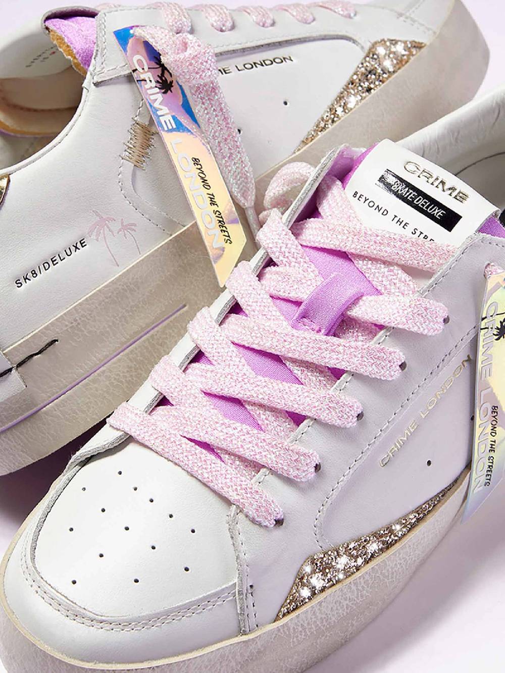 CRIME LONDON Sneakers Sk8Deluxe 27102PP6 Donna In Pelle Bianco