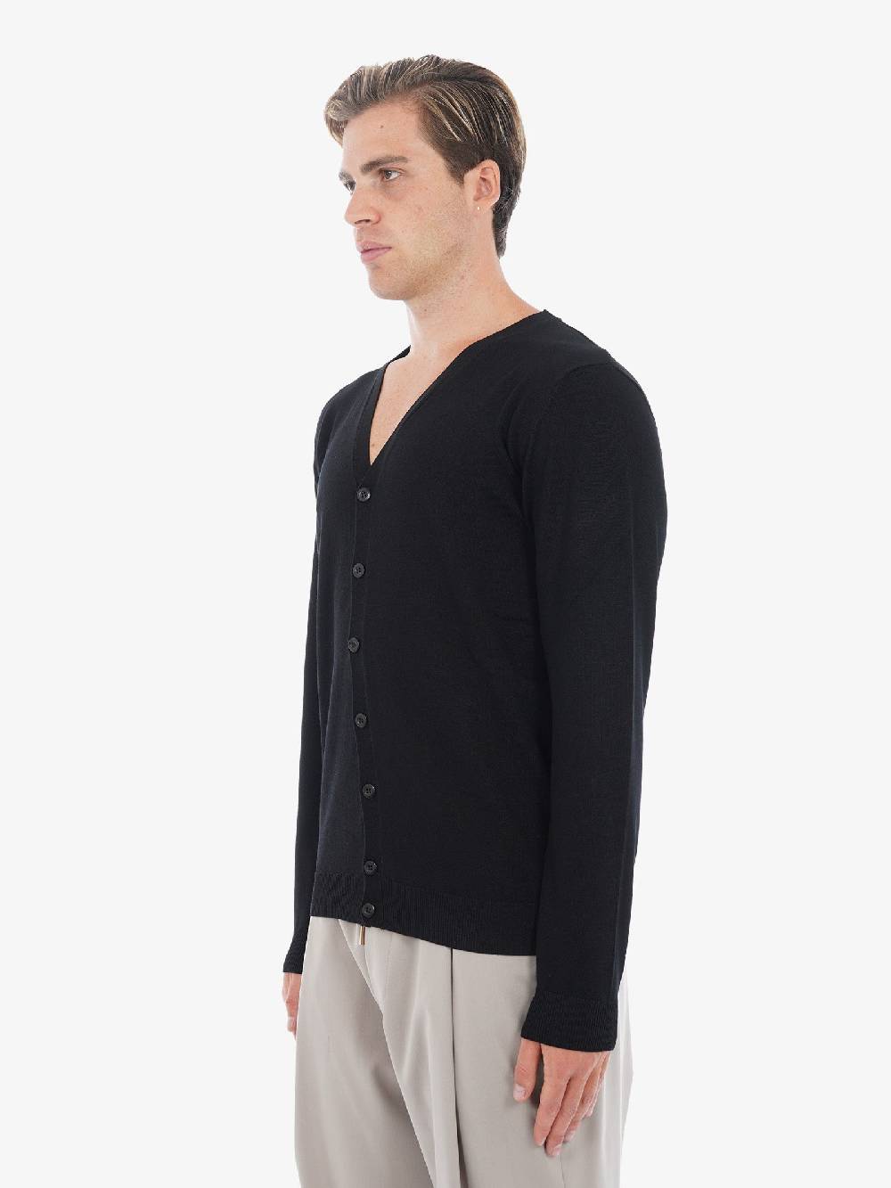 SSEINSE Cardigan 2504SS In Misto Viscosa Uomo Nero