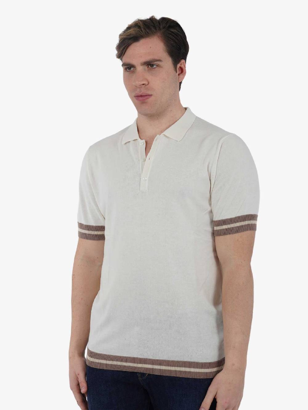 SSEINSE Polo Maglia M/M ME2715SS Uomo Cotone Panna