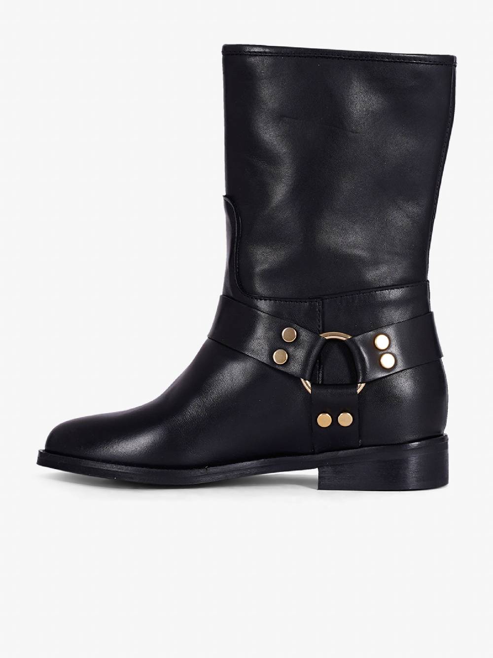 GISEL MOIRE Stivaletti Dover Donna In Pelle Di Vitello Con Fibbia Nero/oro