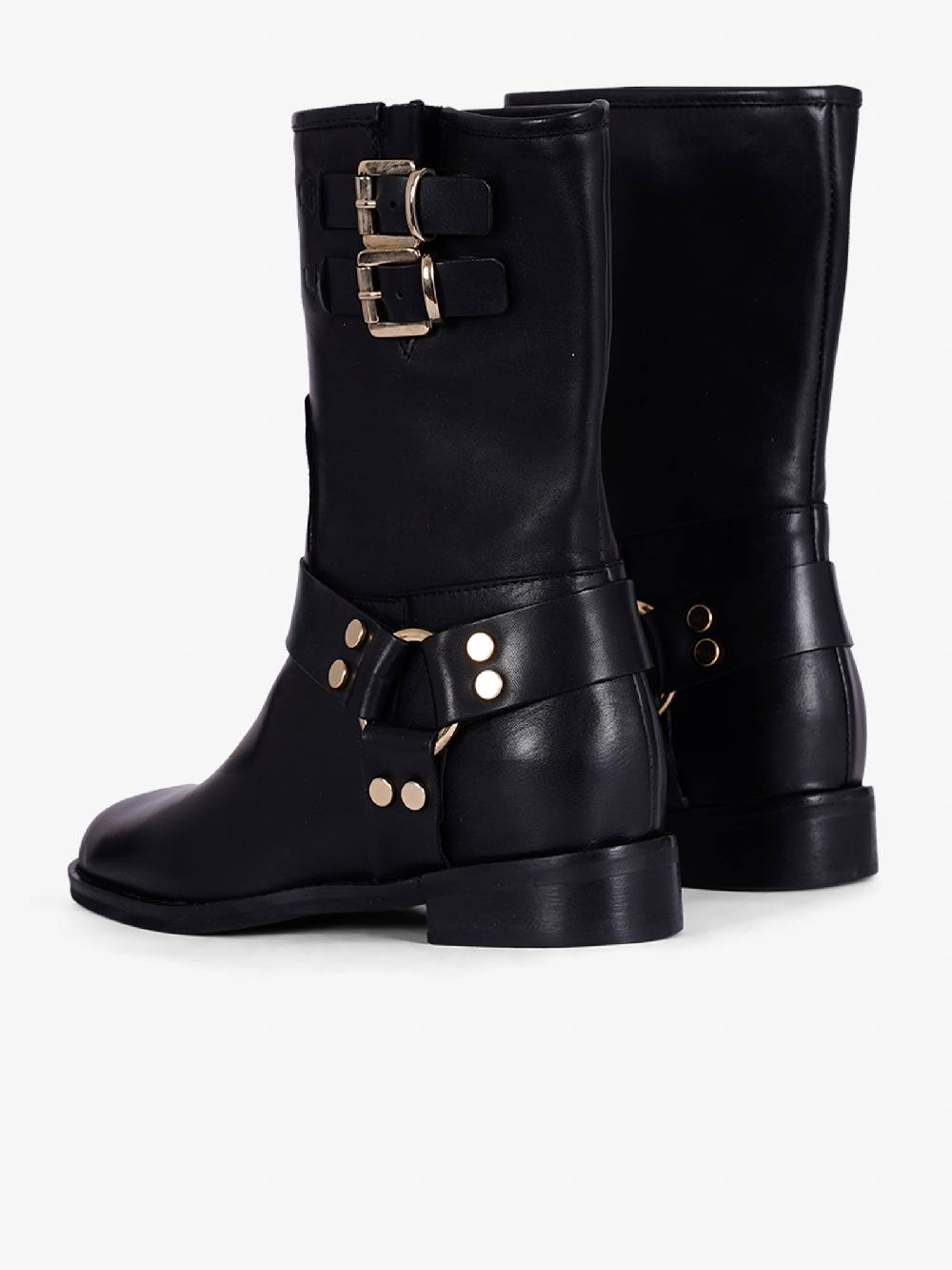 GISEL MOIRE Stivaletti Dover Donna In Pelle Di Vitello Con Fibbia Nero/oro