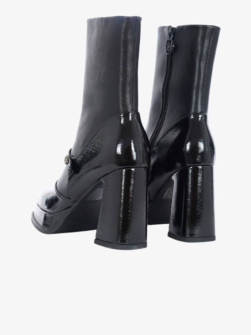 NOA HARMON Stivaletti In Vernice Julieta Donna Stretch Stile Mary Jane Nero