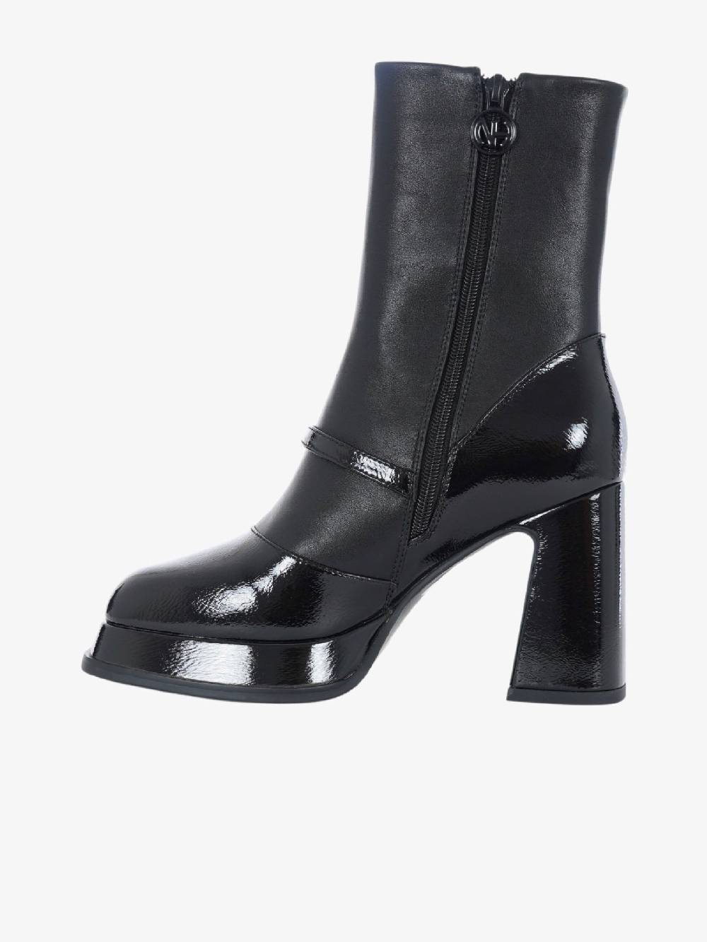 NOA HARMON Stivaletti In Vernice Julieta Donna Stretch Stile Mary Jane Nero