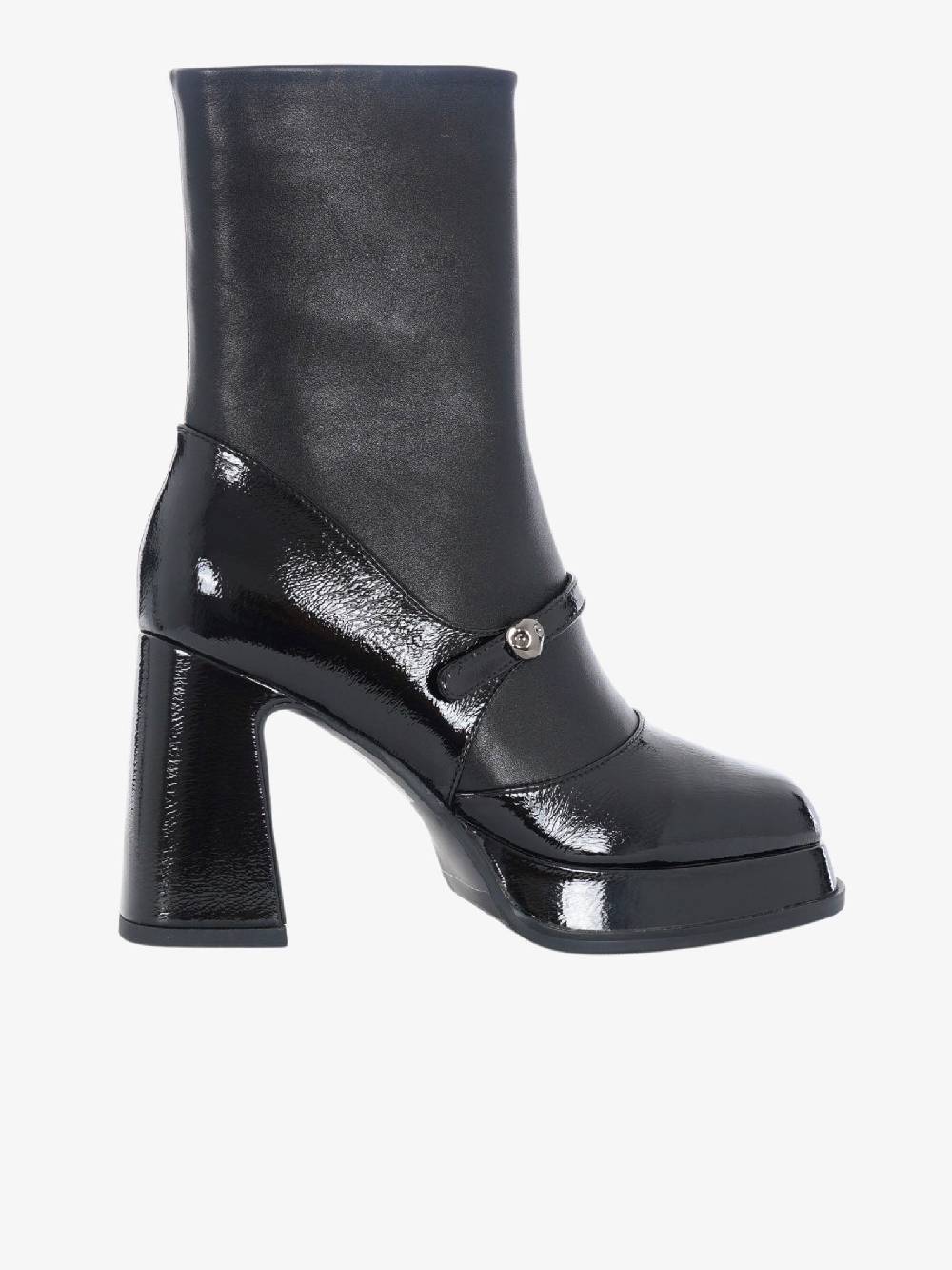 NOA HARMON Stivaletti in vernice Julieta donna stretch stile Mary Jane nero