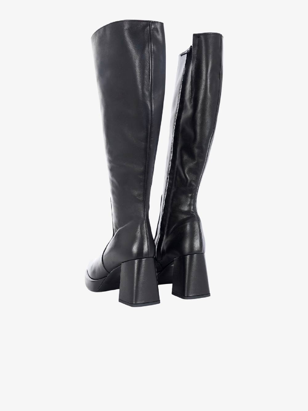 L'AMOUR Stivali Al Ginocchio 523 Con Plateau Donna In Pelle Nero