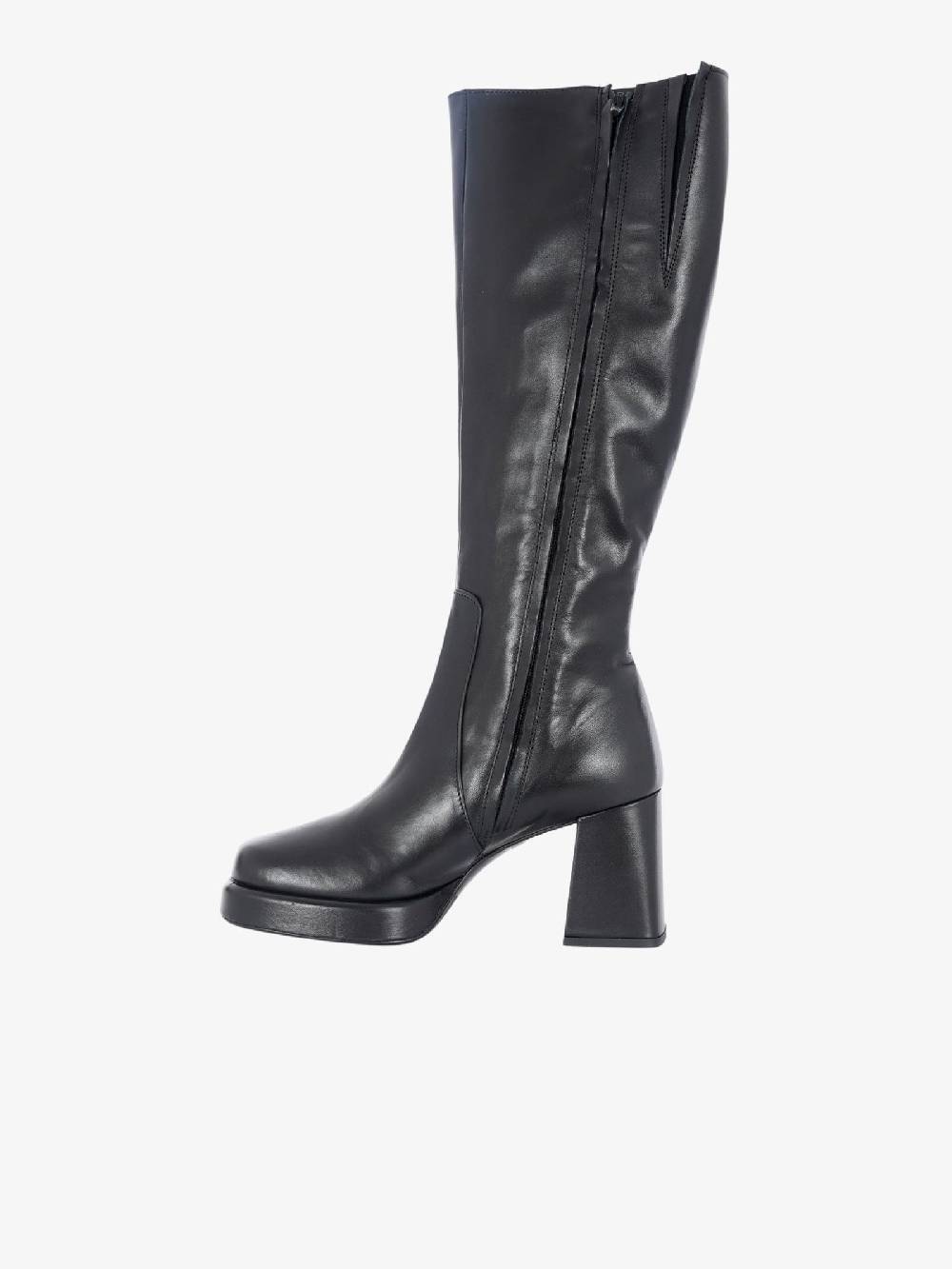 L'AMOUR Stivali Al Ginocchio 523 Con Plateau Donna In Pelle Nero