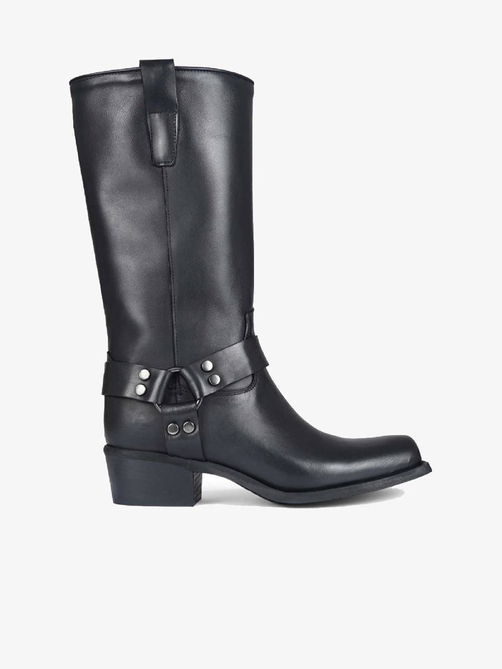 GISEL MOIRE Stivali Texas con fibbia donna in pelle nero