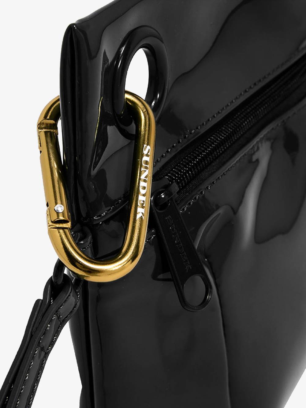 SUNDEK Borsa Clutch Donna Nera Con Moschettone