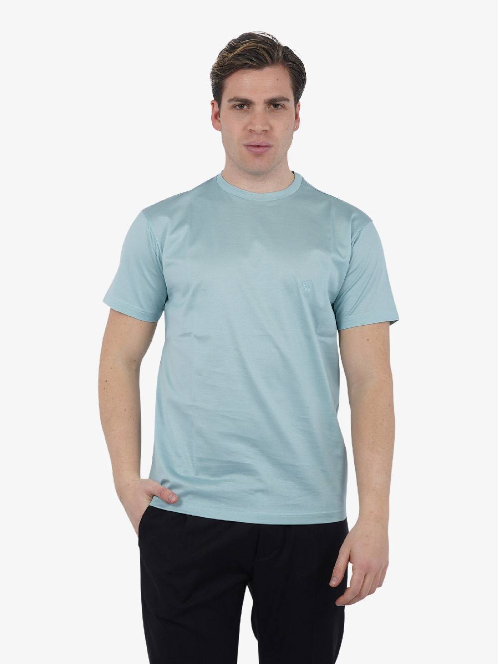 LOW BRAND T-shirt B150 Rose con ricamo L1TSS246498 uomo cotone blu