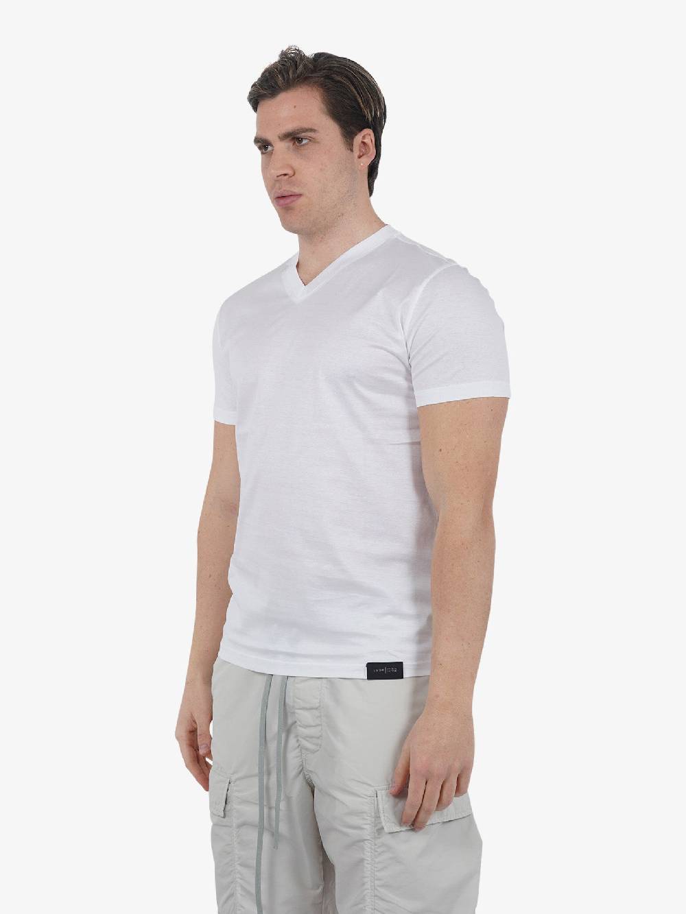 LOW BRAND T-shirt B210 V NECK Filo Di Scozia L1TSS246508 Uomo Cotone Bianco