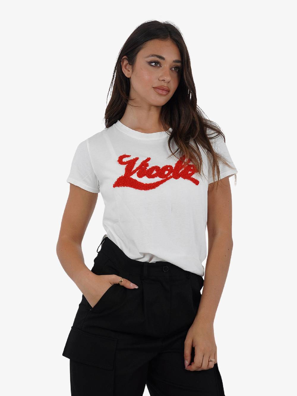 VICOLO T-shirt Con Logo In Spugnetta RB0479 Donna Cotone Bianco