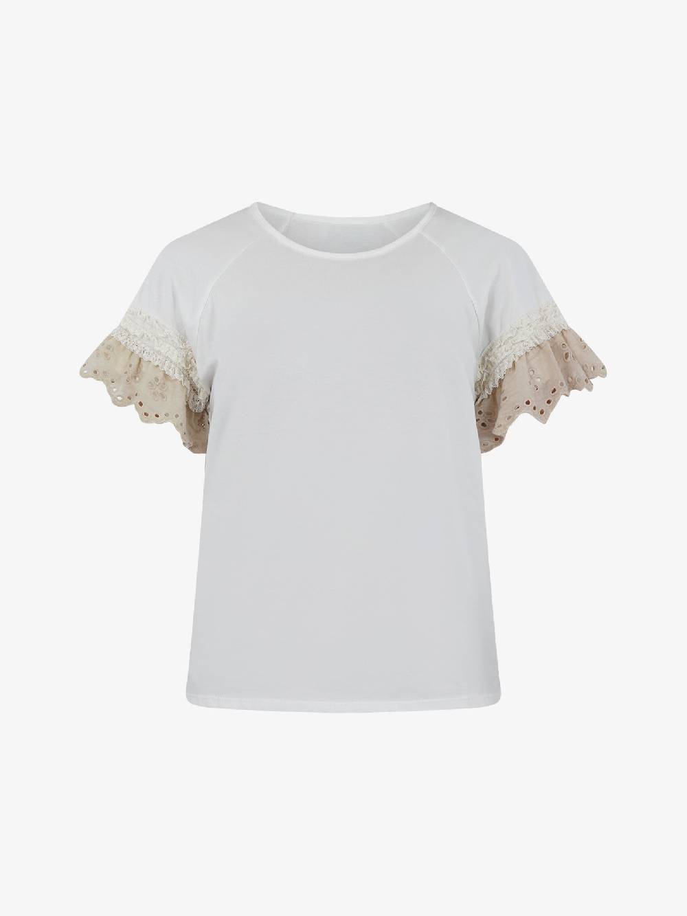 HAVE ONE T-shirt Con Manica Ricamo TJA-L065 Donna Cotone Bianco