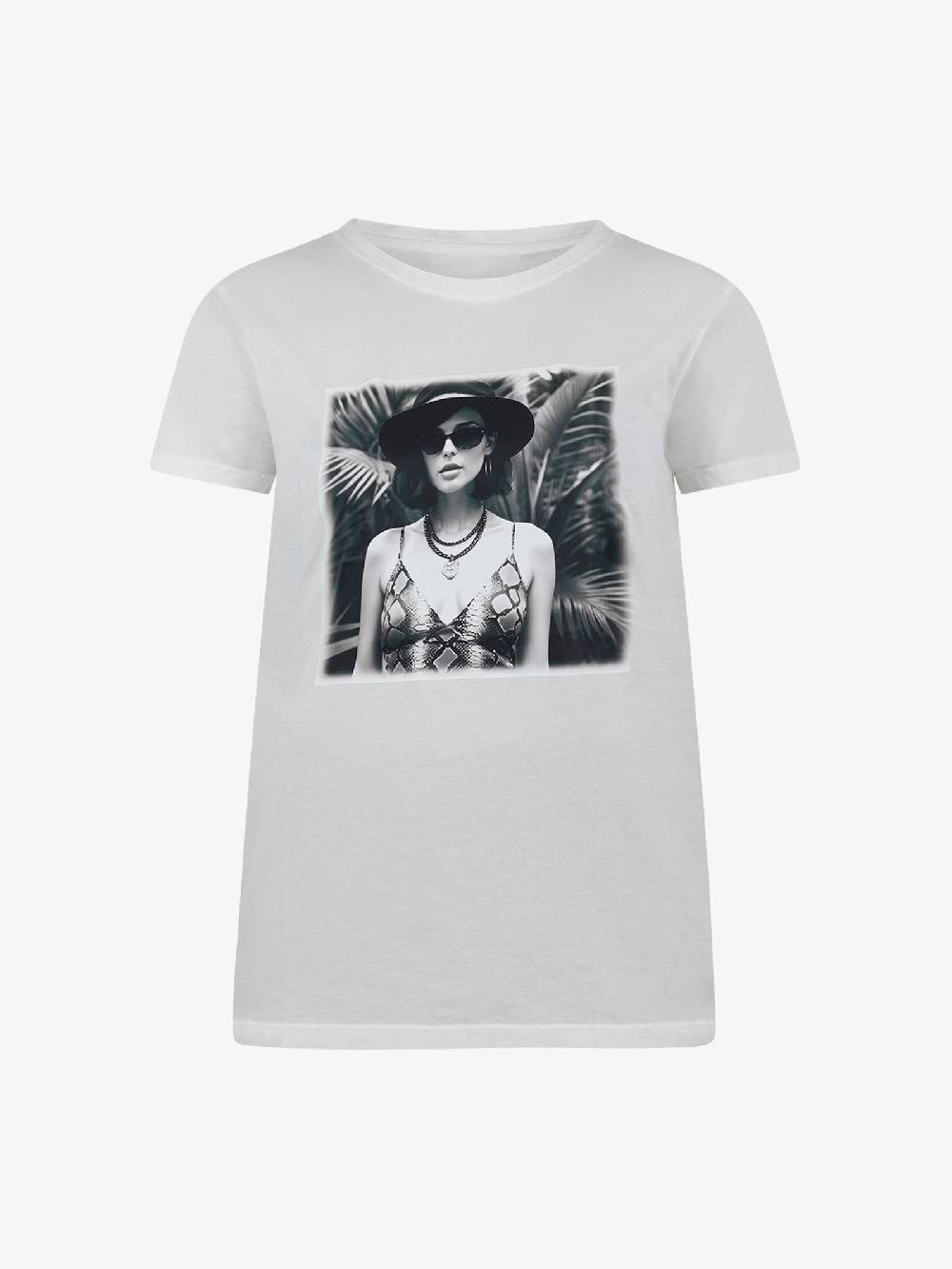 VICOLO T-shirt Con Stampa RB0546 Donna Cotone Bianco