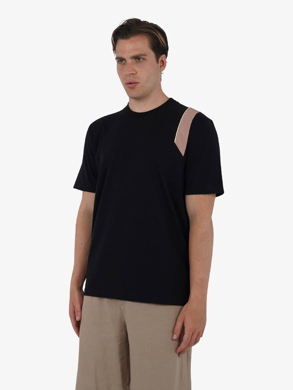 PRET A PORTER T-shirt Con Stampa Sulla Spalla M9M2699 Uomo Cotone Nero