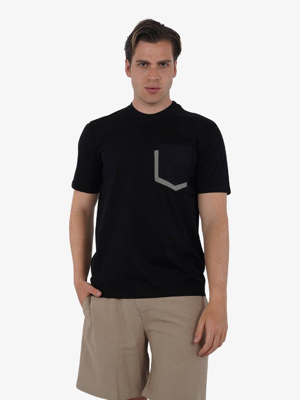 PRET A PORTER T-shirt con tasca bicolore M9M2744 uomo cotone nero