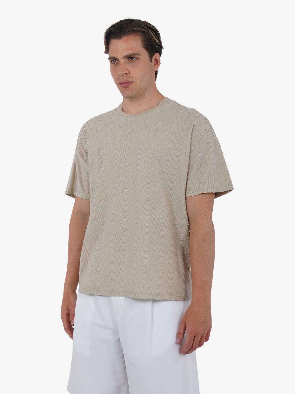 C93 T-shirt Effetto Onda 6067C483 Uomo Cotone Beige