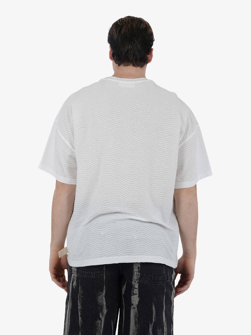 C93 T-shirt Effetto Onda 6067C483 Uomo Cotone Bianco