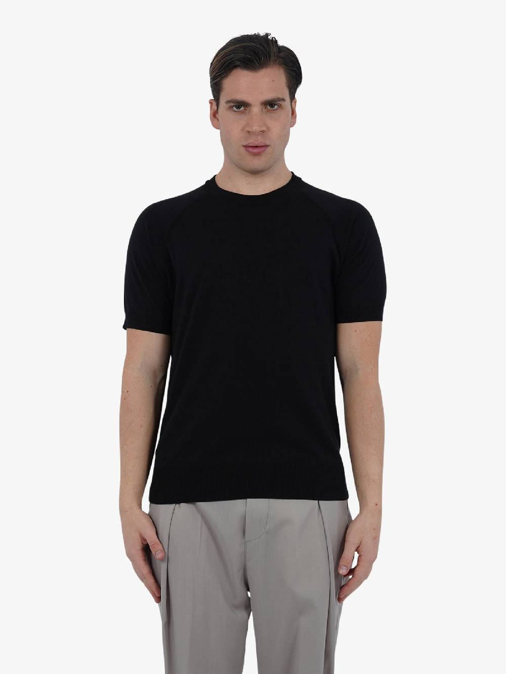 PAOLO PECORA T-shirt girocollo A012F100 uomo cotone nero