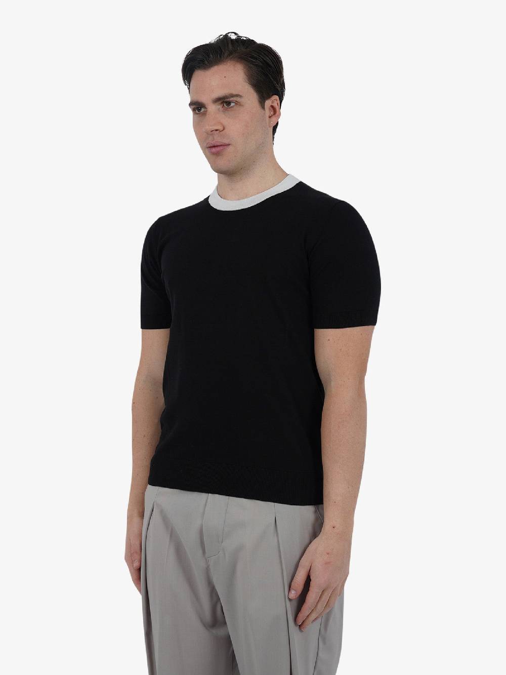 PAOLO PECORA T-shirt Girocollo A017F100 Uomo Cotone Nero