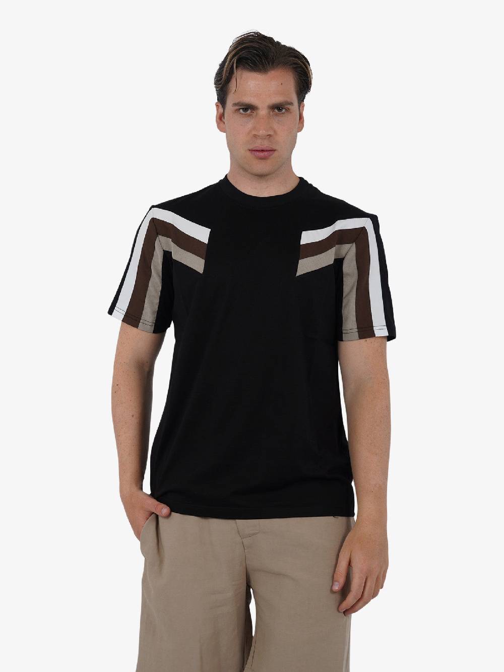 PRET A PORTER T-shirt girocollo con stampa M9M2752 uomo cotone nero