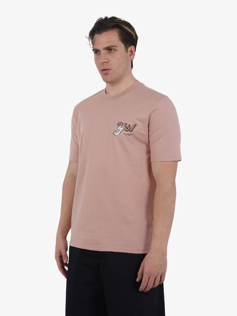 YES LONDON T-shirt Girocollo Con Stampa XM4102 Uomo Cotone Rosa