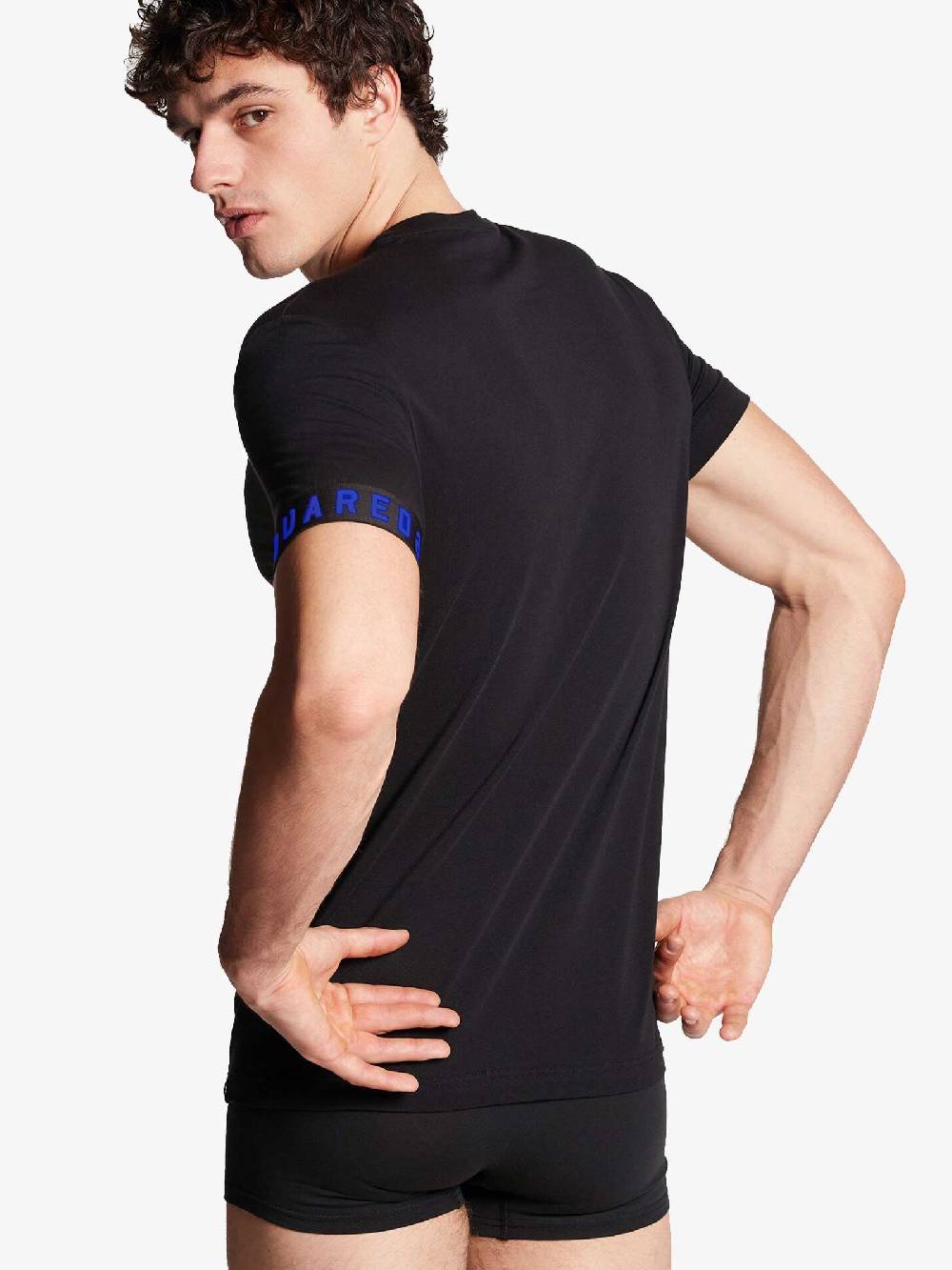 DSQUARED2 T-shirt Girocollo In Technicolor Band Uomo Nero/blu