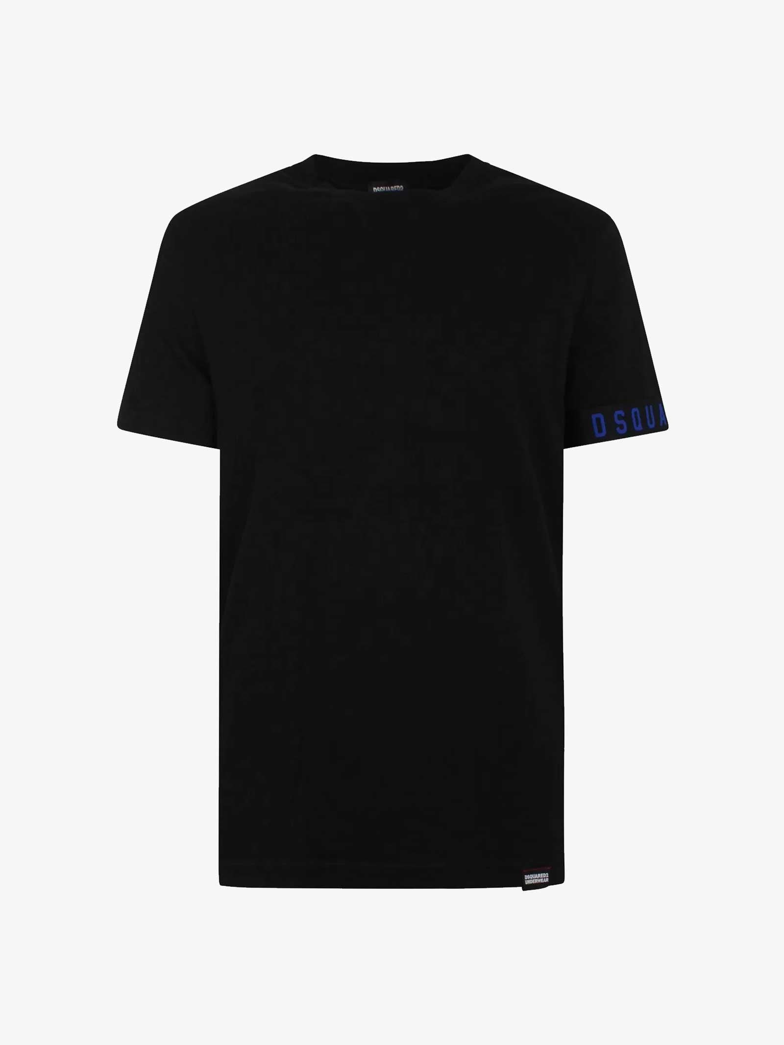 DSQUARED2 T-shirt girocollo in Technicolor band uomo nero/blu