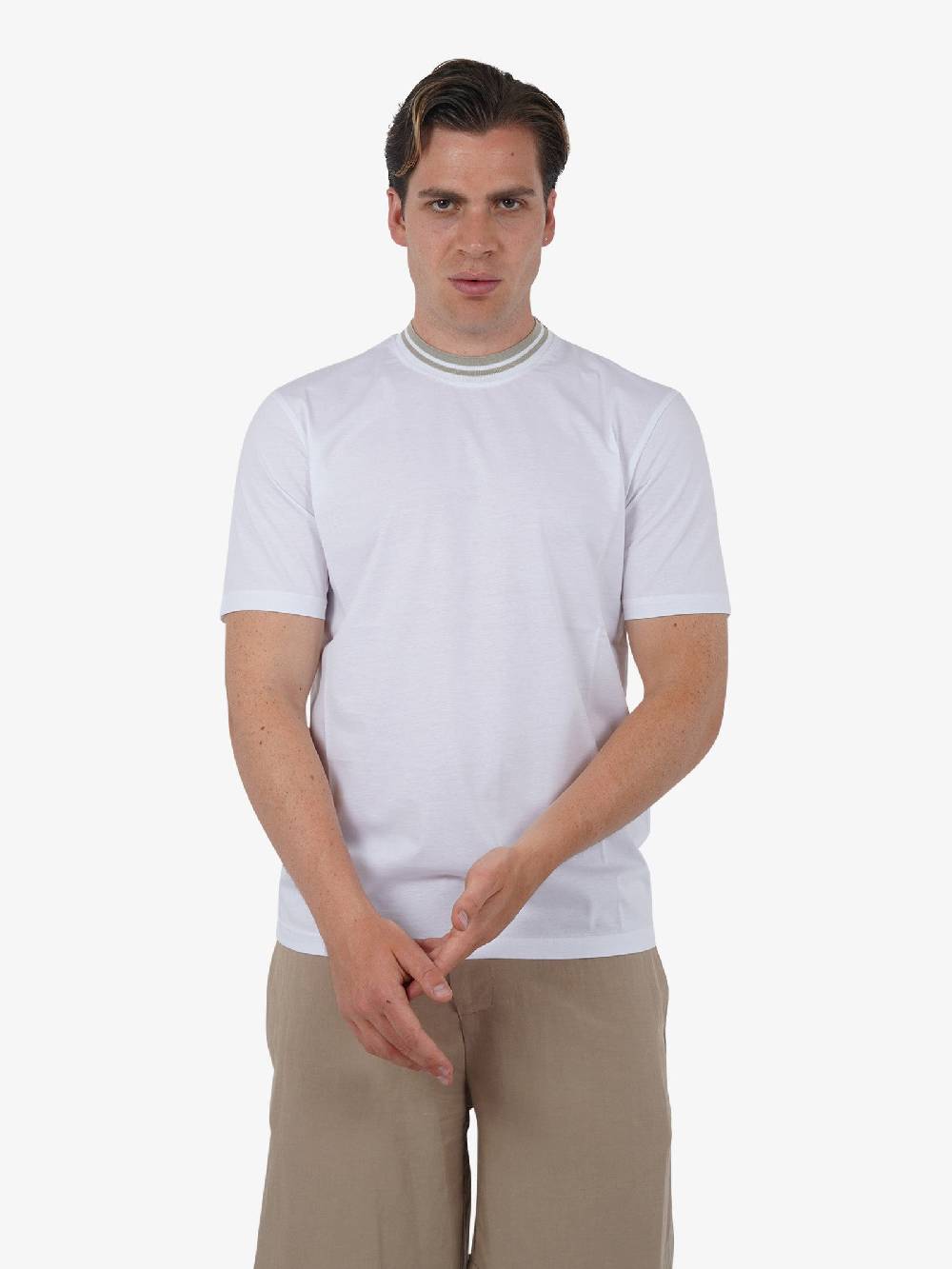 PRET A PORTER T-shirt girocollo M9M2722 uomo cotone bianco
