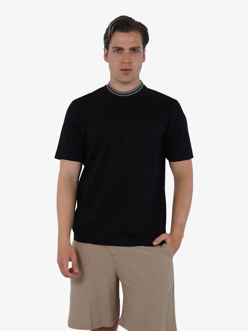 PRET A PORTER T-shirt girocollo M9M2722 uomo cotone nero