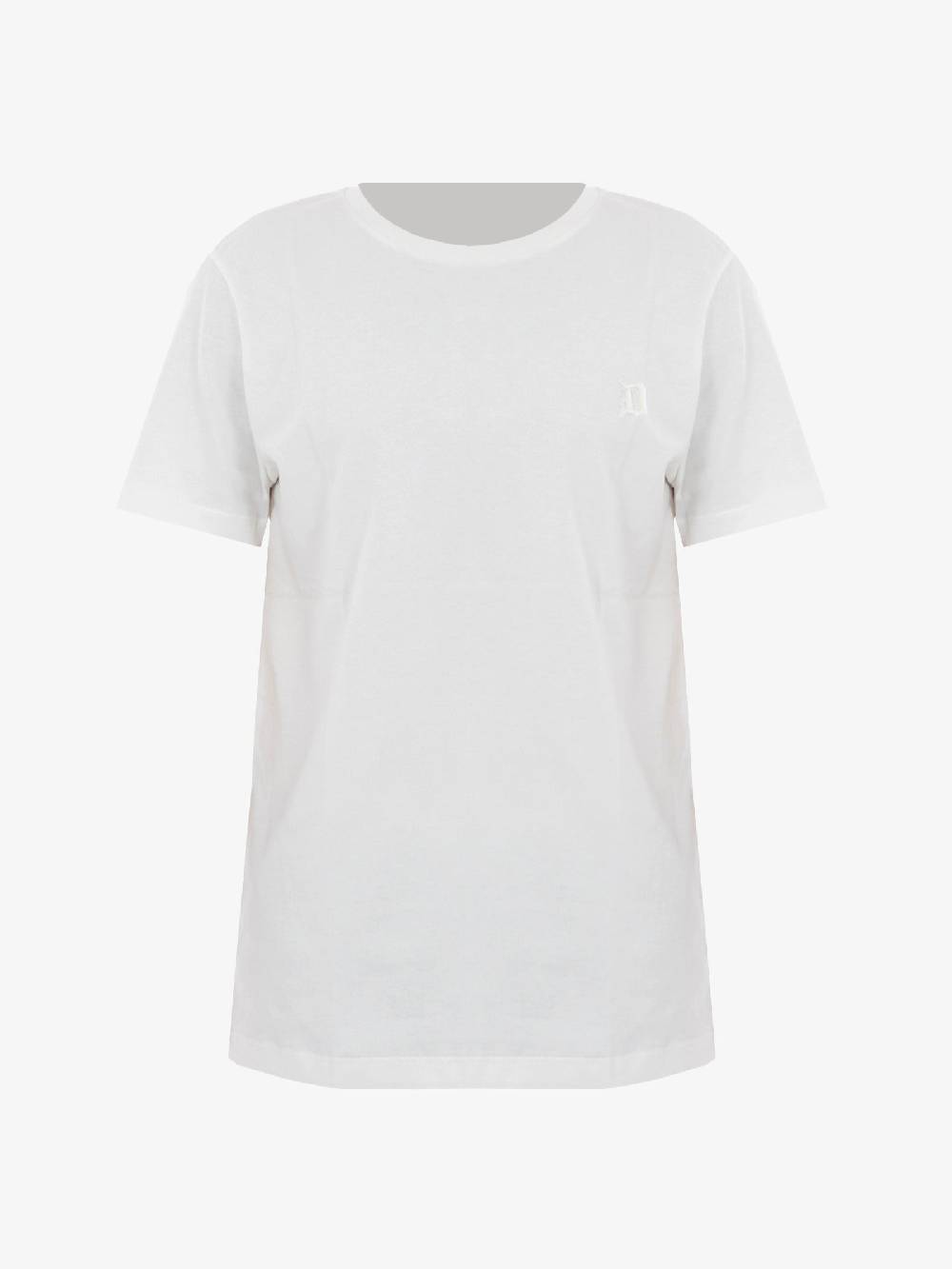 DONDUP T-Shirt Girocollo Regular Uomo In Cotone Bianco Con Scritta Logo 3D