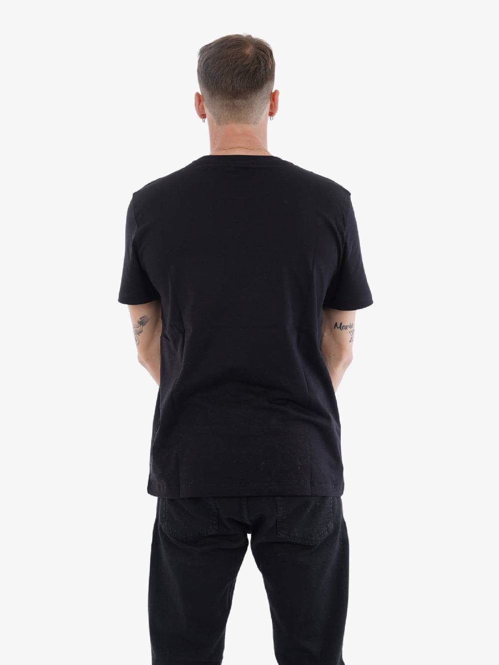 DONDUP T-Shirt Girocollo Regular Uomo In Cotone Nero Con Scritta Logo