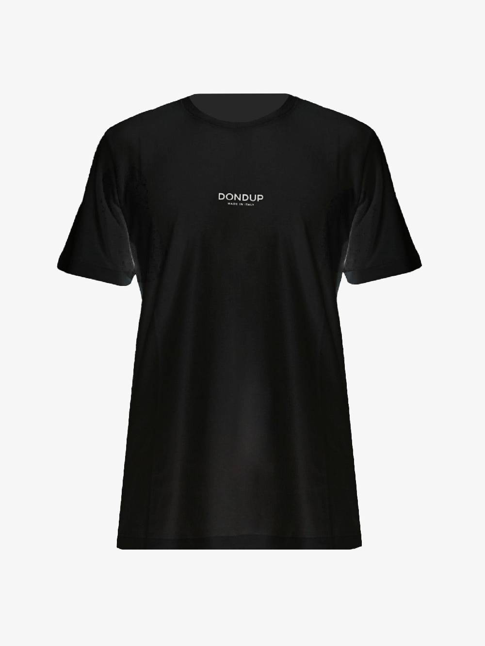 DONDUP T-Shirt Girocollo Regular Uomo In Cotone Nero Con Scritta Logo