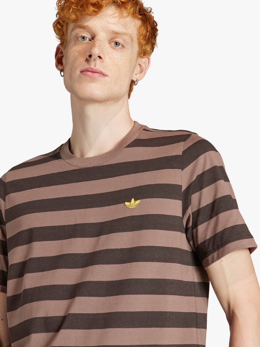 ADIDAS T-shirt Nice Striped IR7586 Uomo Cotone Marrone
