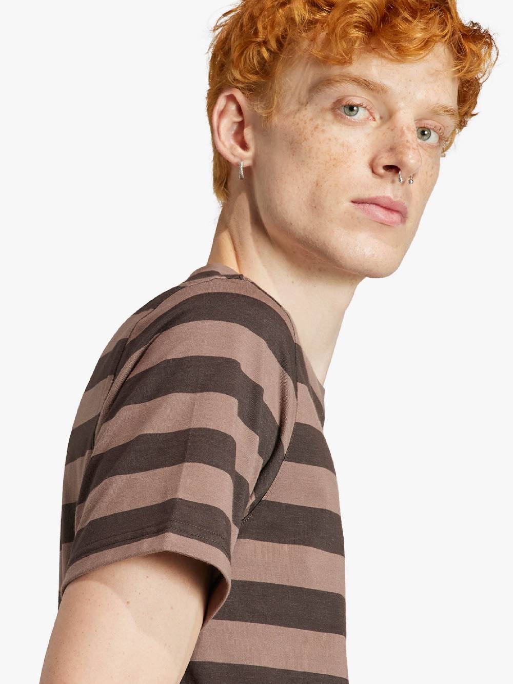 ADIDAS T-shirt Nice Striped IR7586 Uomo Cotone Marrone