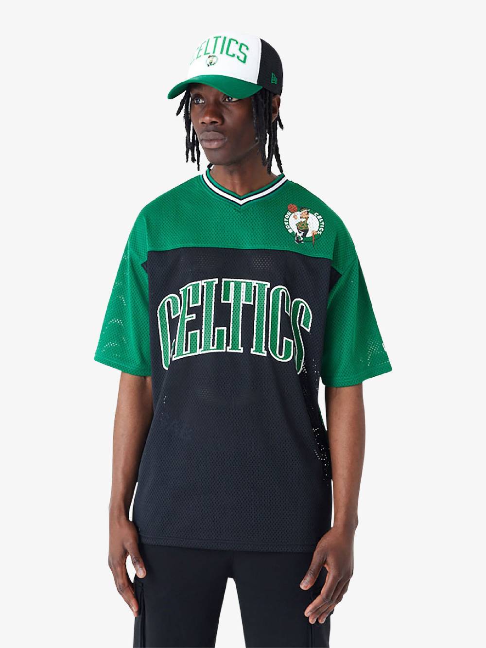 NEW ERA T-shirt Oversize Boston Celtics NBA Arch Graphic Mesh 60435445 Uomo Verde