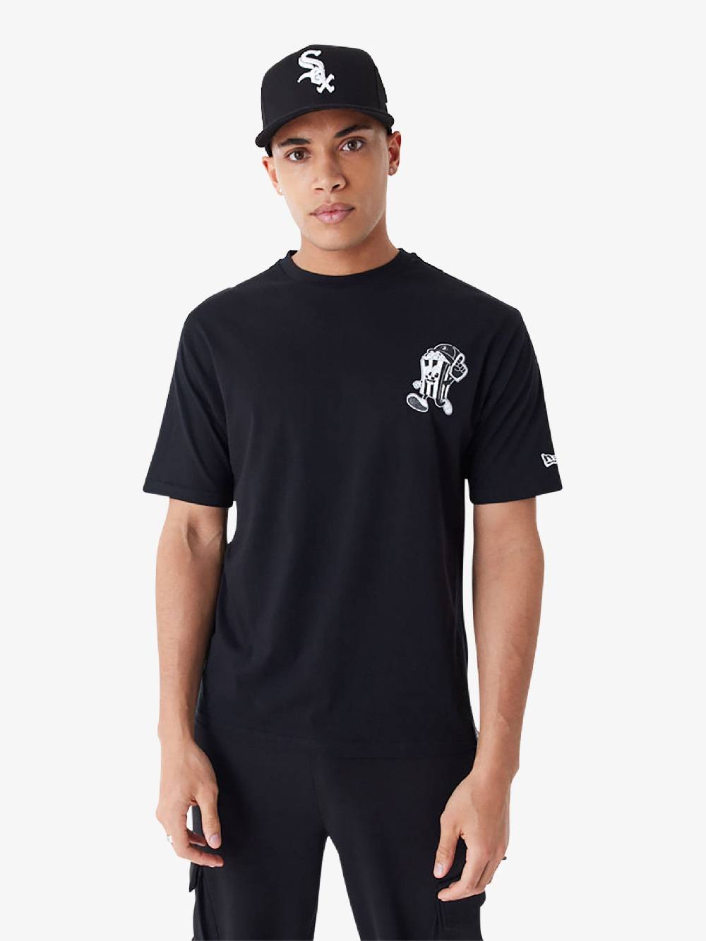 NEW ERA T-shirt Oversize Chicago White Sox MLB Food Graphic 60435535 Uomo Cotone Nero