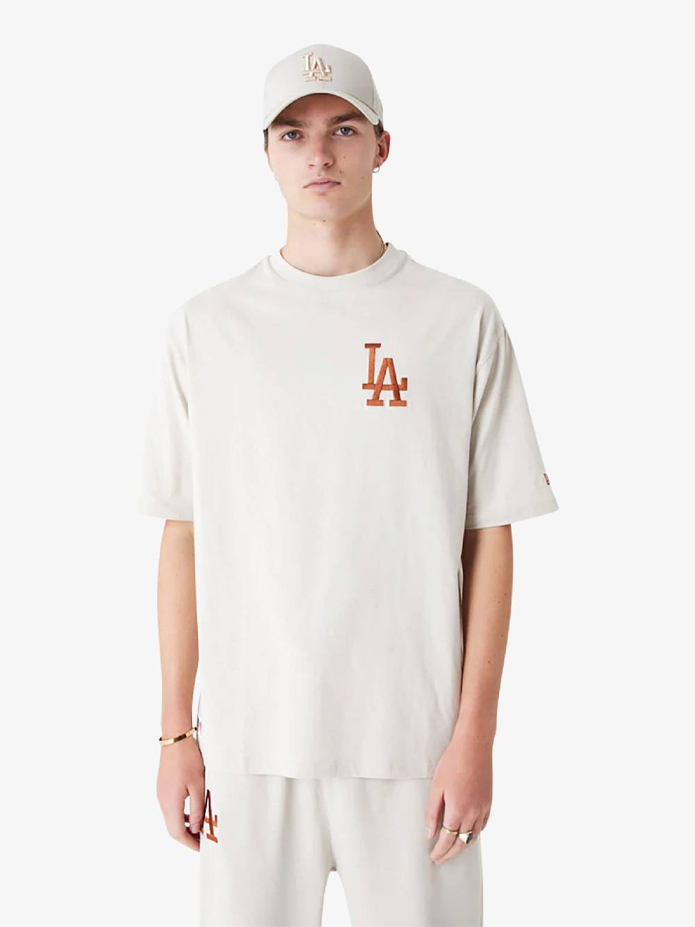 NEW ERA T-shirt Oversize LA Dodgers League Essential 60435554 Uomo Cotone Beige