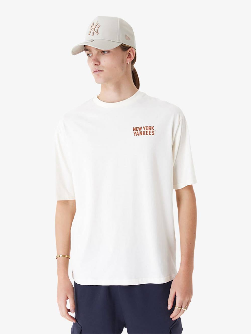 NEW ERA T-shirt Oversize New York Yankees MLB Wordmark 60435536 Uomo Cotone Bianco