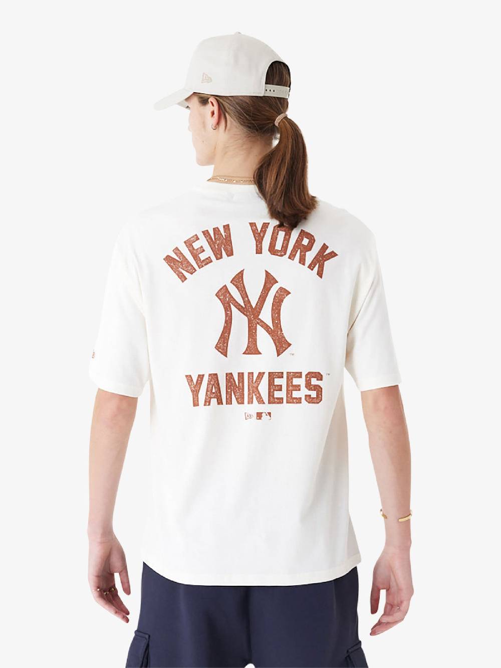 NEW ERA T-shirt Oversize New York Yankees MLB Wordmark 60435536 Uomo Cotone Bianco