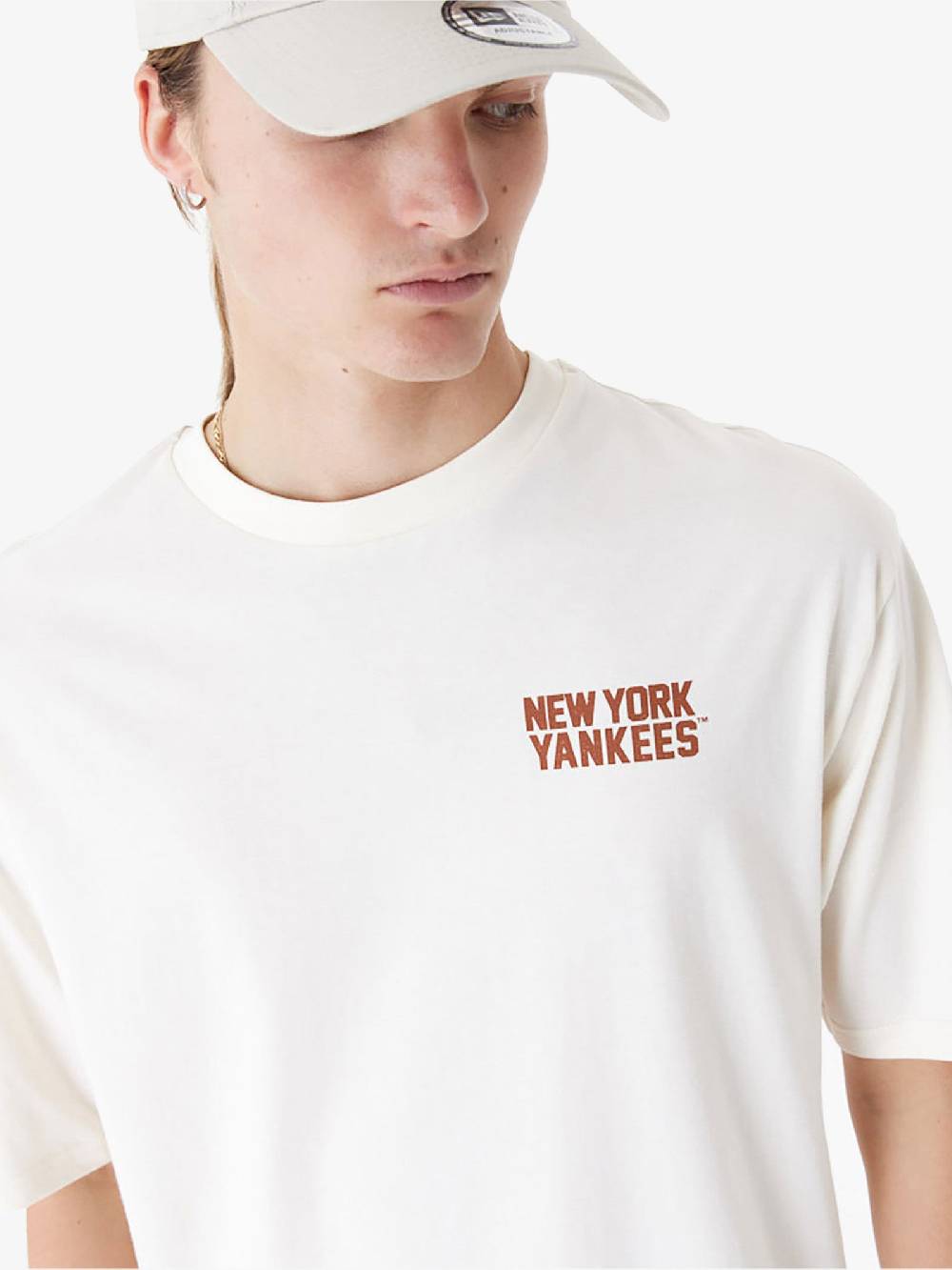 NEW ERA T-shirt Oversize New York Yankees MLB Wordmark 60435536 Uomo Cotone Bianco
