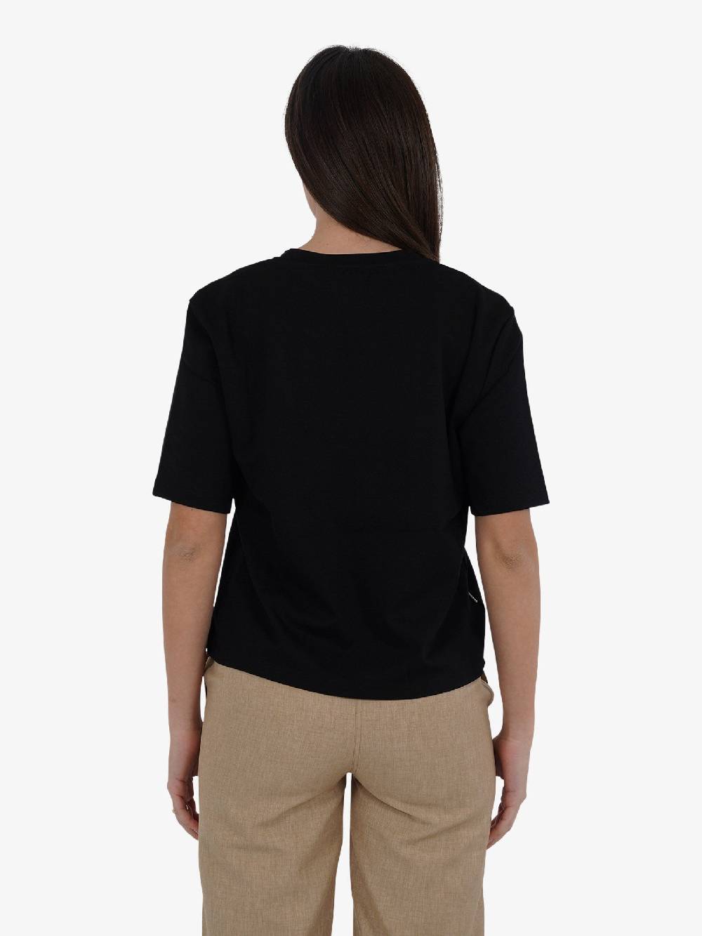 JIJIL T-shirt Regolare TS057 Donna In Misto Viscosa Nero