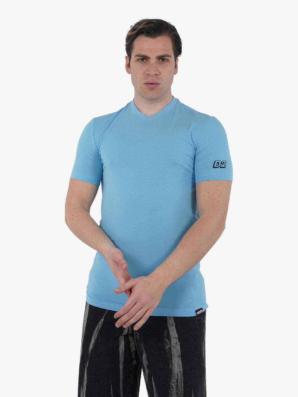 DSQUARED2 T-shirt Round Neck D9M205070 uomo cotone azzurro
