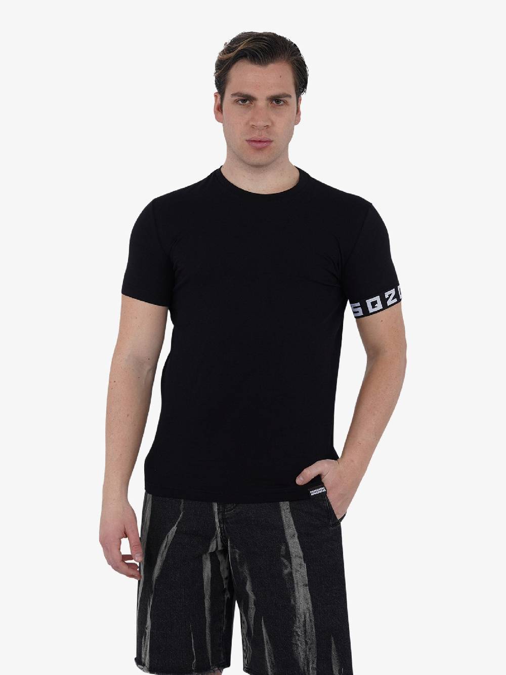 DSQUARED2 T-shirt Round Neck D9M3S5130 Uomo Cotone Nero
