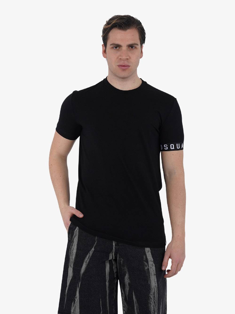 DSQUARED2 T-shirt Round Neck D9M3S5400 Uomo Cotone Nero