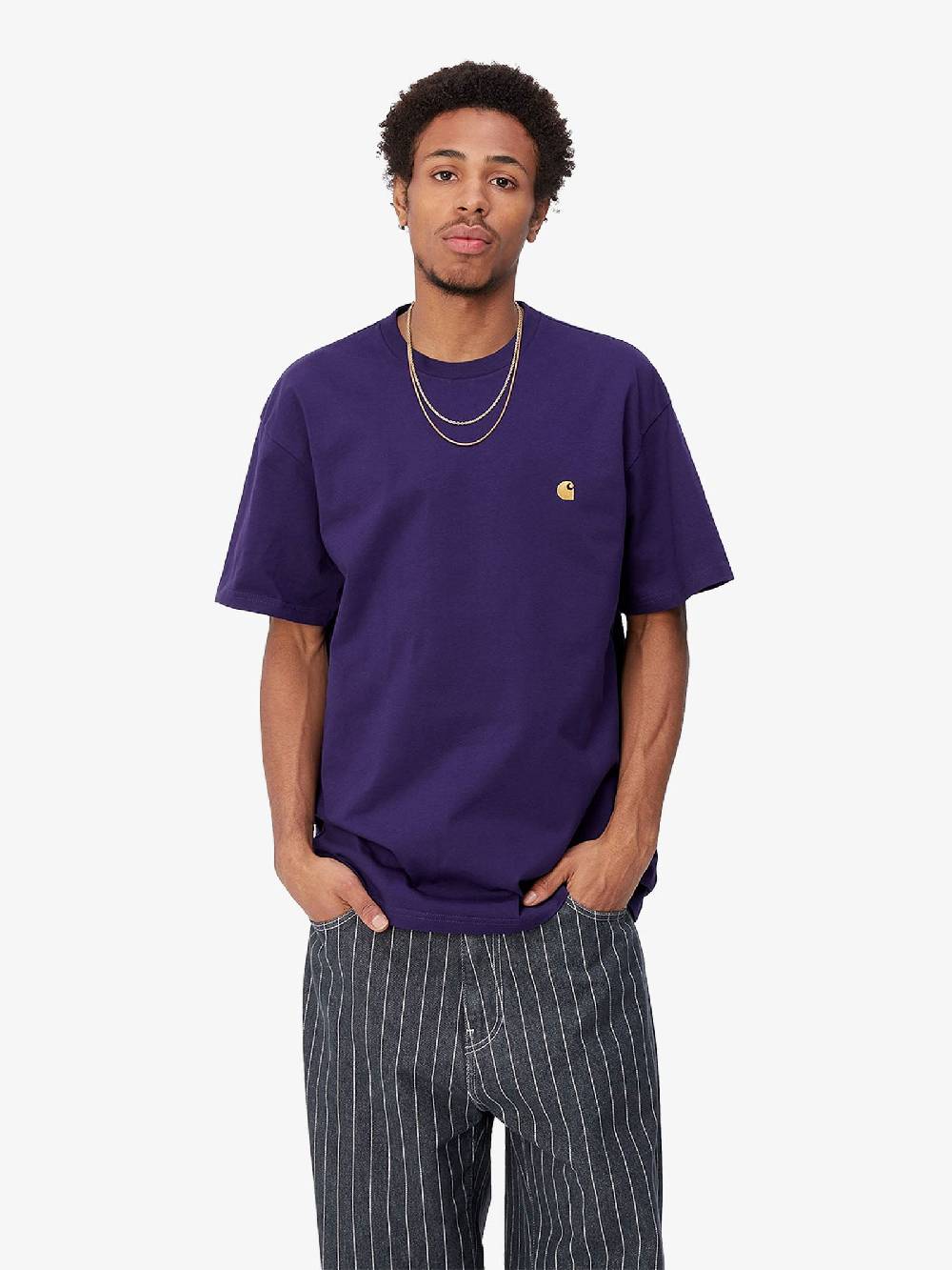 CARHARTT WIP T-shirt S/S Chase I026391_1YV_XX Uomo In Cotone Viola